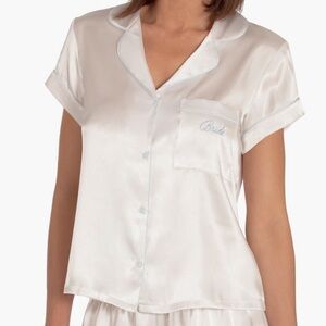 In Bloom Satin 'Bride' Short Sleeve Pajama Top in Ivory